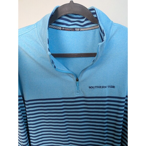 Southern Tide To Trail Shirt Men Large 1/4 Zip Striped Performance Lightweight - Picture 12 of 12